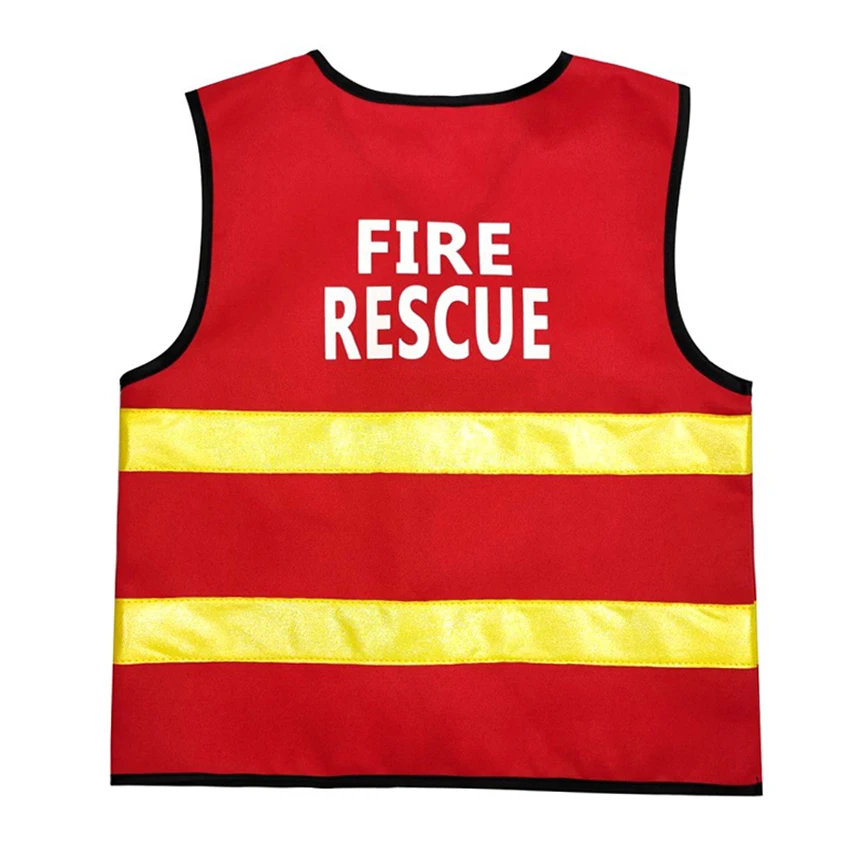 Trajes de chaleco de bombero, uniforme de Cosplay de bombero, Disfraces de Halloween para niños, gorra de vestir de fantasía, ropa de Carnaval para 3-10 años