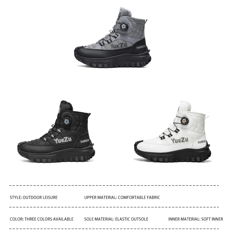 Ein Paar Herren-Wanderstiefel für Herbst und Winter, mit Fleece gefüttert, warm, stilvoll und vielseitig, hohe Schuhe in großen Größen, geeignet für Herbst- und Winteraktivitäten im Freien, Freizeit-Sportbekleidung. – Detail 5