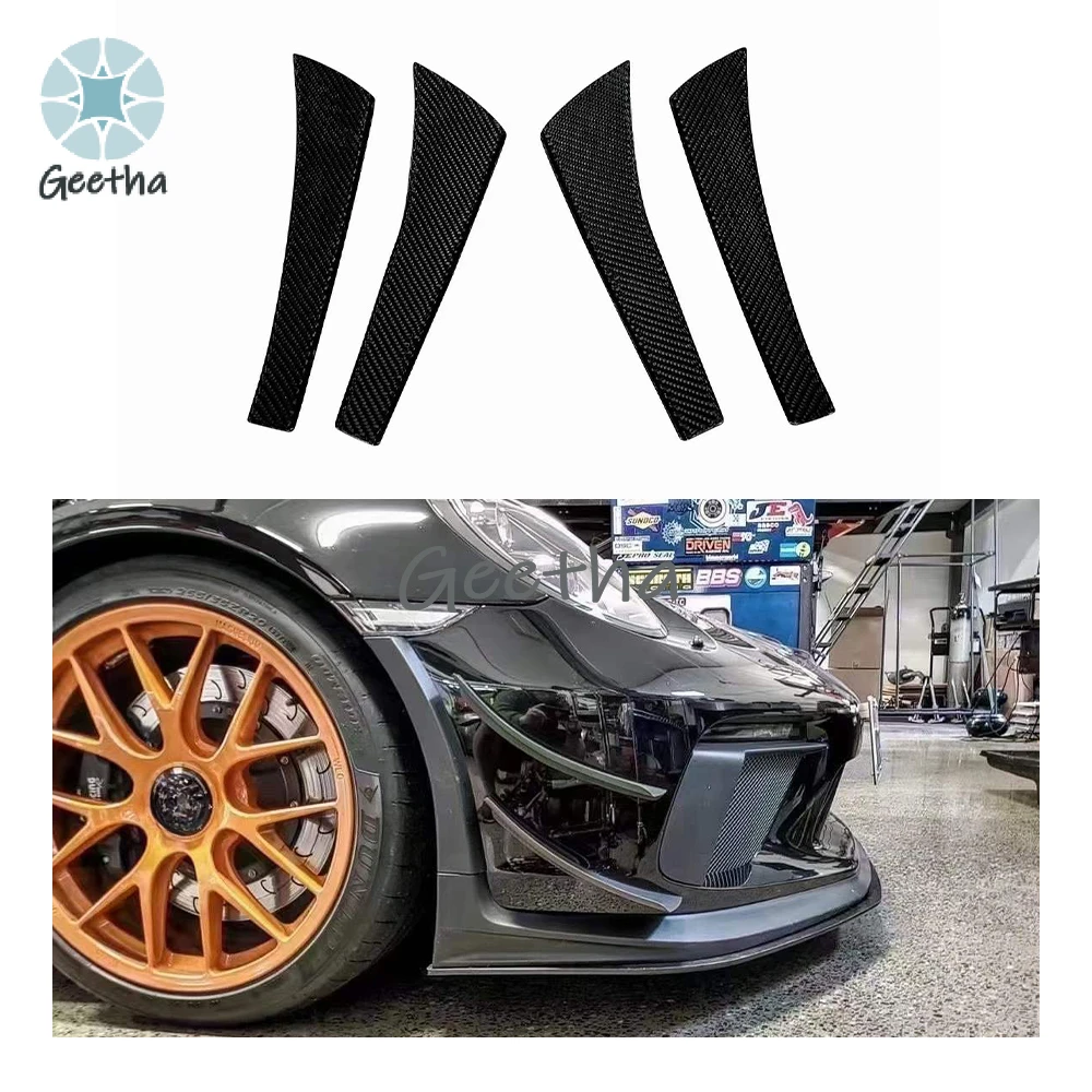 

Real Dry Carbon Fiber universal Front Bumper Canards Trims body kit For Porsche 991 Sport 991.2 GT2 GT3 RS