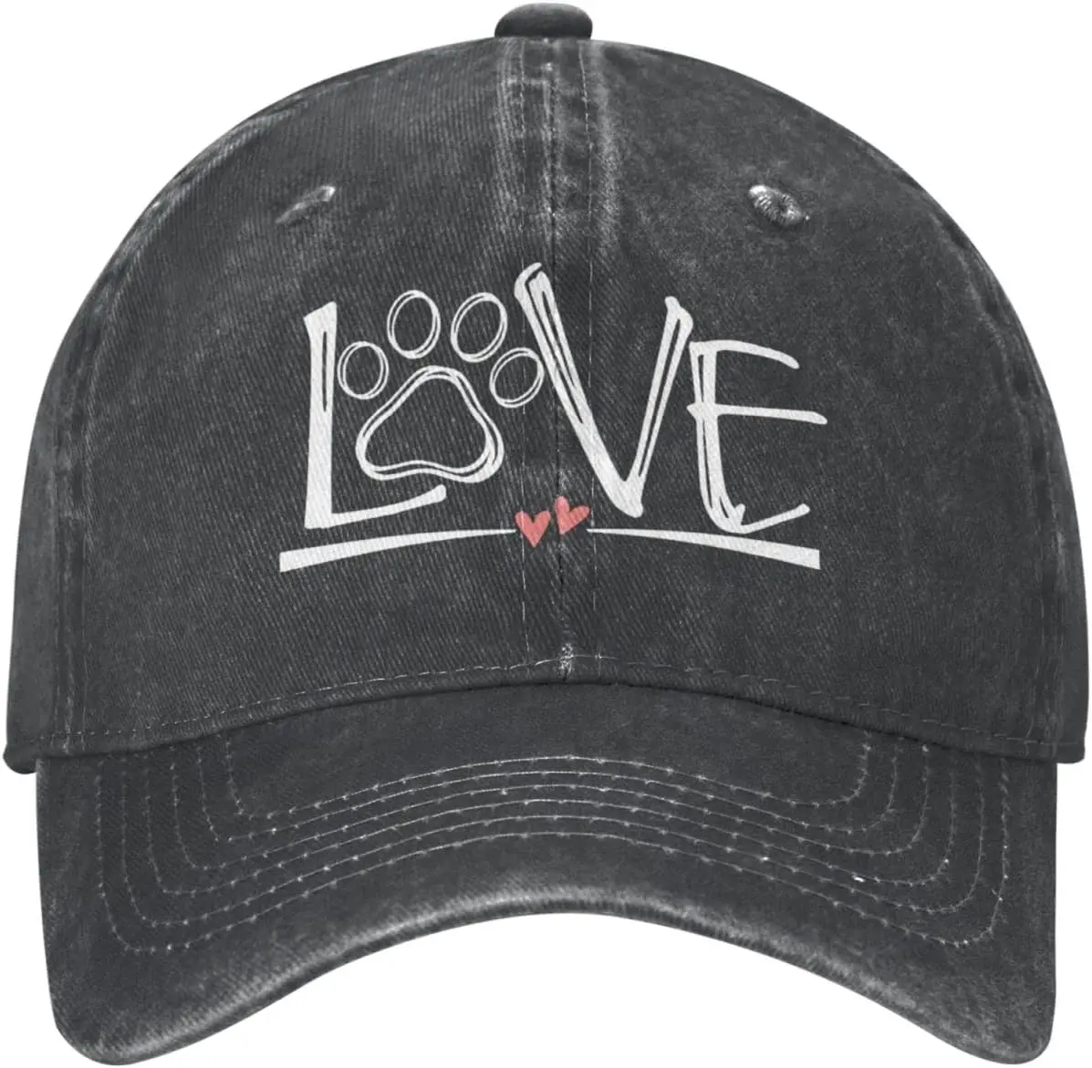 Women's Love Paw Print hat Adjustable Washed Vintage Baseball Cap for Mom Dad