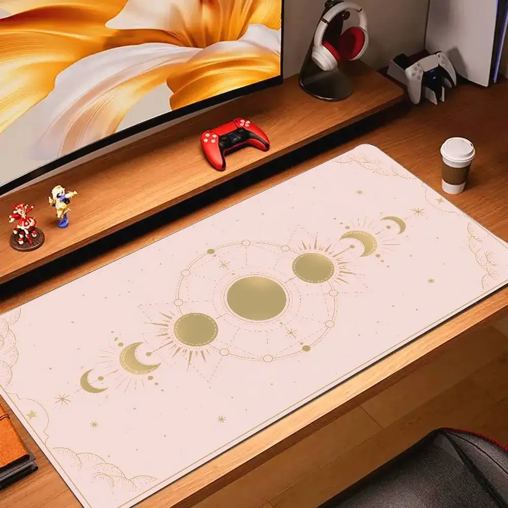 800x400mm Cute Kawaii Goth Witchy Tarot Alter Mat Ergonomic Black Mouse Pad Large Size Game Mousepad Pastel Moon Phase Table Mat