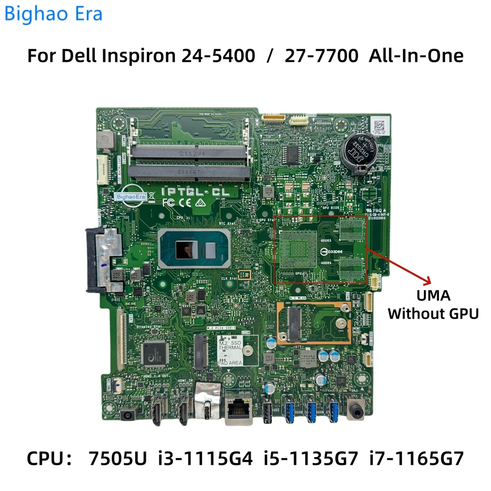For Dell Inspiron 24-5400 27-7700 AIO Motherboard With 7505U i3