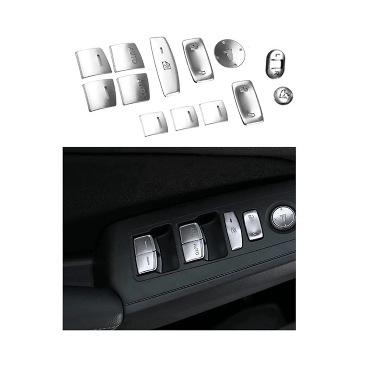 13Pcs Silver Window Glass Lift Switch Button Cover Trim Sticker for Honda Civic 11Th Gen 2022