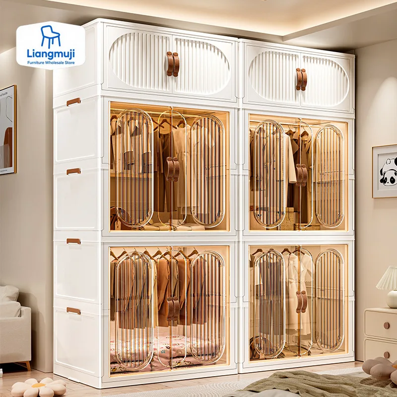 

Free Installation Folding Wardrobe Large Capacity Baby Clothes Closet Cabinet Partition Organizer Bin Children'S Home Locker