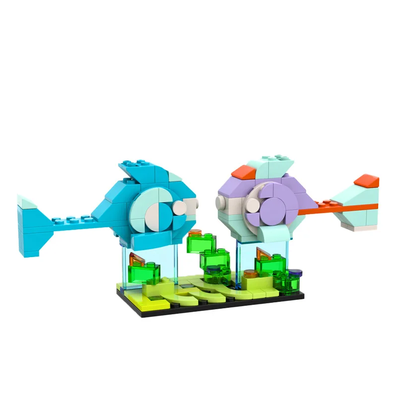 

126 PCS MOC Creative Colored Double Fish Building Blocks Model Exquisite Collection Toy For Children DIY Assembly Birthday Gifts