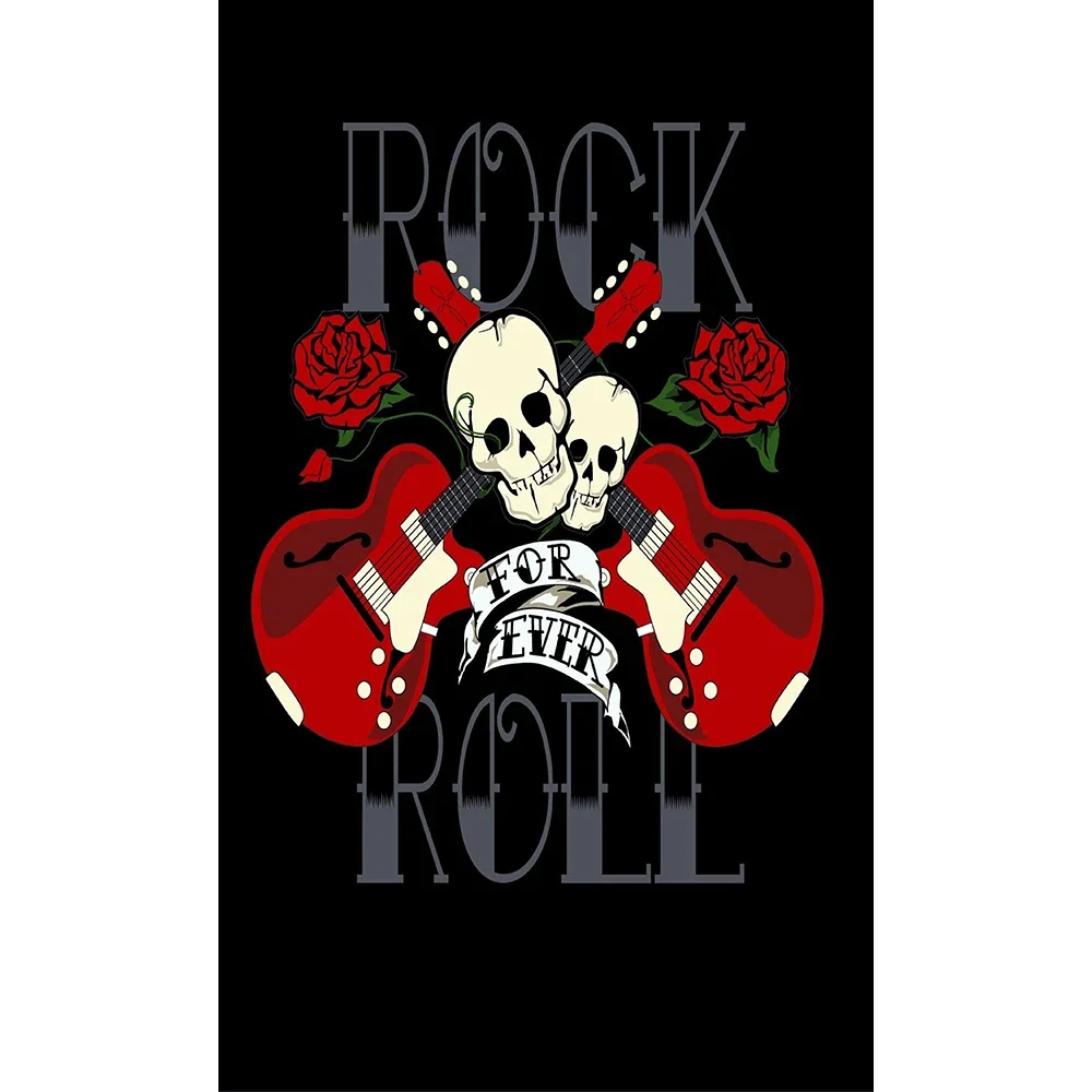 ROCK ROLL BANNER WITH SKULL 3'X5' OR 2X3FT CUSTOM Flag