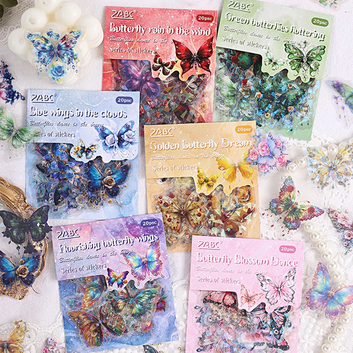 20pcs Exquisite Butterfly Pattern Stickers,PET Animal Stickers In Different Colors,DIY Decoration For Journals And Scrapbooks