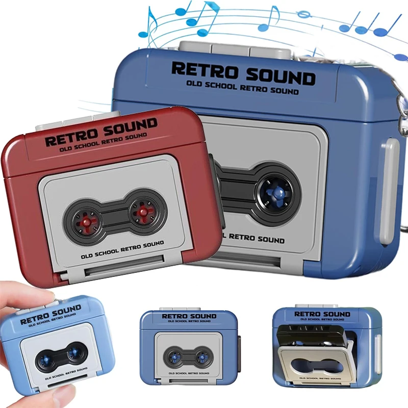 Llavero con grabadora de cinta Retro, grabadora de voz, caja de música, juguete creativo divertido, Mini reproductor de sonido, regalo para amigos, colgante de mochila escolar ​