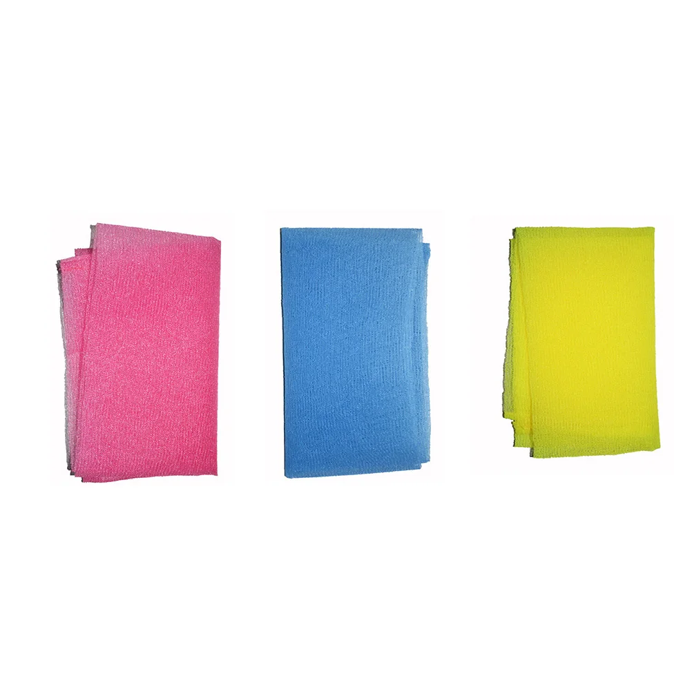 

3pcs Nylon Bath Towels Long Exfoliating Shower Towel For Body Travel Friendly Lightweight Fast Drying Skin Cleansing Back Neck