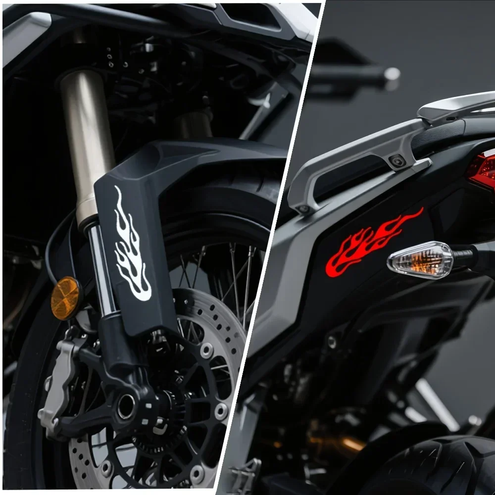 قطعتان من الملصقات العاكسة للهب الملونة، رائعة للدراجات النارية والسيارات والدراجة والخوذة وديكور صندوق الأدوات