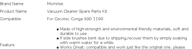 For Cecotec Conga 990 1190 Spare Parts Accessories Robot Vacuum Cleaner Replacement Consumables HEPA Filter Central Side Brush