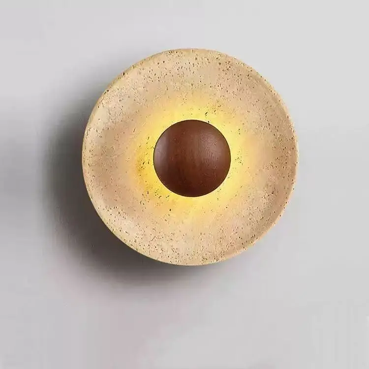 Mdoern Natural Stone Wall Light Sconce Dark Wood 25cm 110-220V Atmosphere Lamp For Foyer Dining Room Bedroom Stairs Aisle