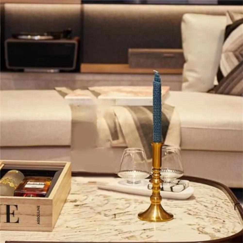ديكور الموقد حامل شموع نحاسي حامل شموع ذهبي مقاوم للطرف حجم مريح حامل آمن أنيق للمدفأة