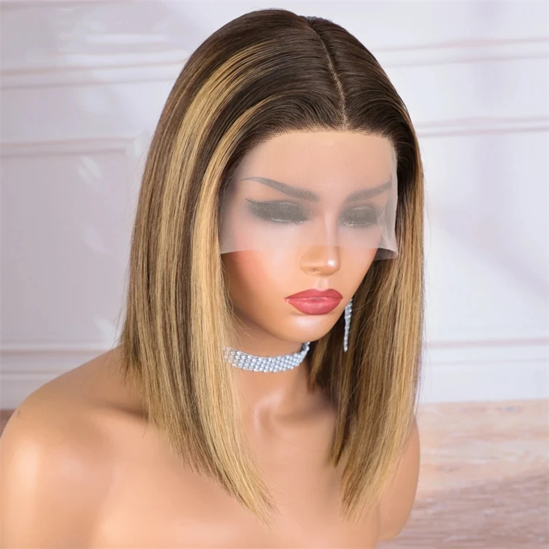 13x4 Highlight Perücke farbige Spitze Front Echthaar Perücken für Frauen vor gezupft Honig blonde gerade Spitze Frontal Perücke zum Verkauf