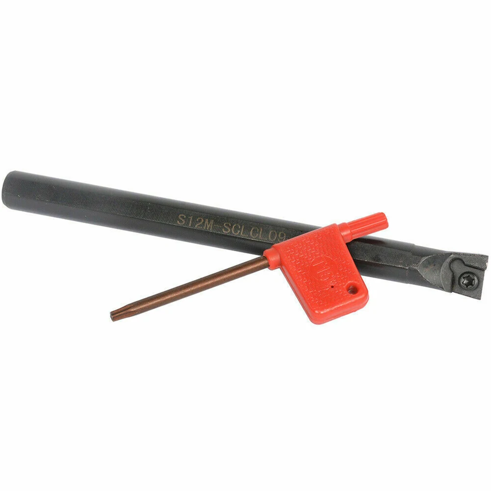 Portaherramientas Portaherramientas de torneado BARRA DE BORING INDEXABLE Mano izquierda 95 grados S12M-SCLCL09 con llave T8 Negro Hogar