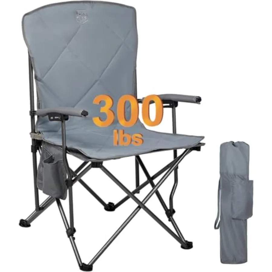 

Folding Camping Chair, Removable Seat Padded Lawn Chairs Foldable Outdoor Camp Chair for Adults, Supports Up to 300 LBS, Grey