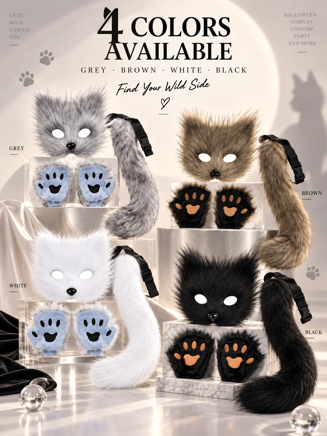 Kit Chat en Peluche – Masque, Gants et Queue – photo 7