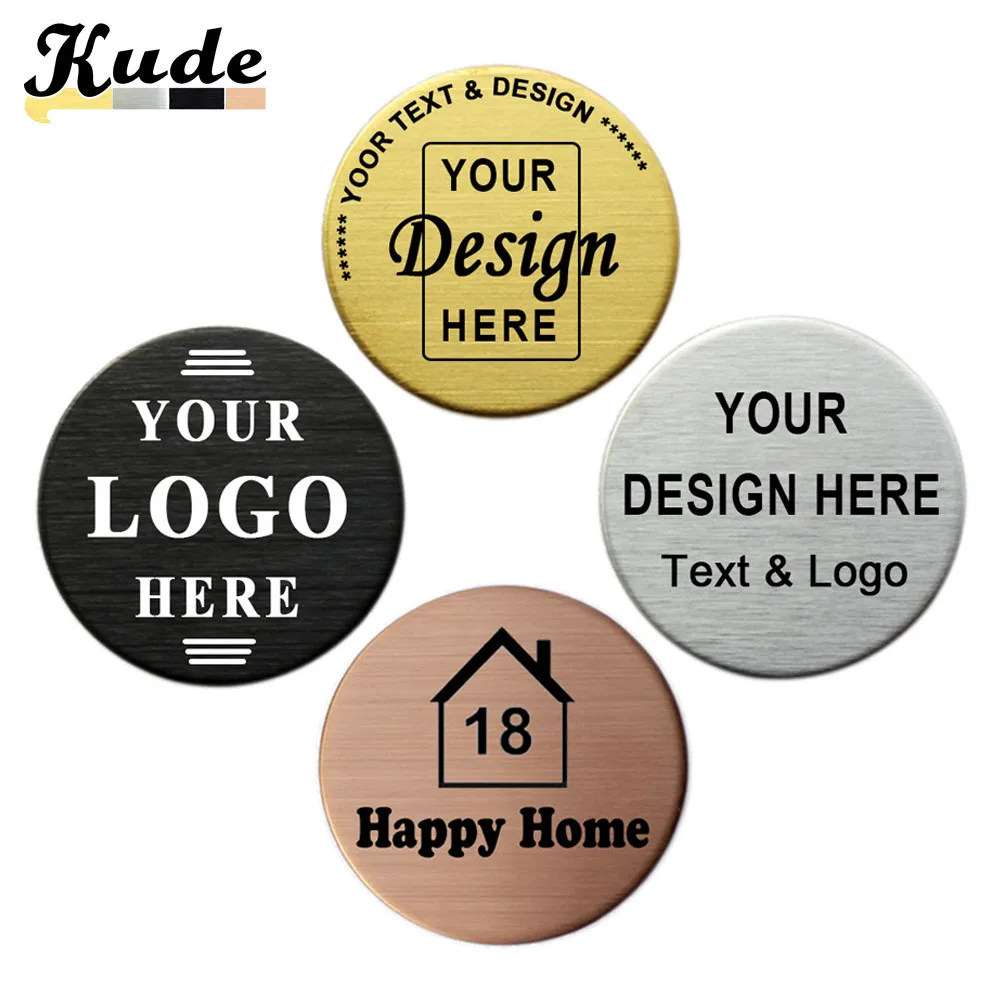 30mm/40mm Round Custom Personalized Laser Engraved Your Text Logo Business ID Plate Steel Metal Door Wall Photo Tag Name Badges