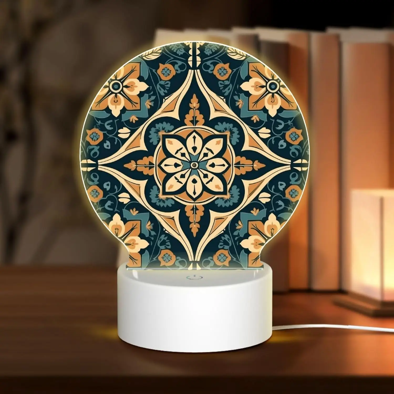 Acrylic Night Light Traditional Style Pattern LED Night Lamp Modern Acrylic Nightlight for Bathroom Bedroom Restaurant Bar Decor