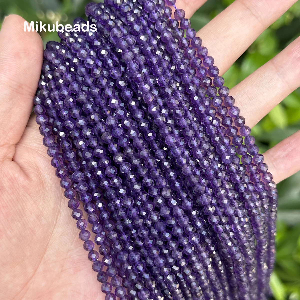 Wholesale Natural AA 3mm 4mm Amethyst Faceted Round Loose Beads For Jewelry Making DIY Bracelets Necklace Mikubeads