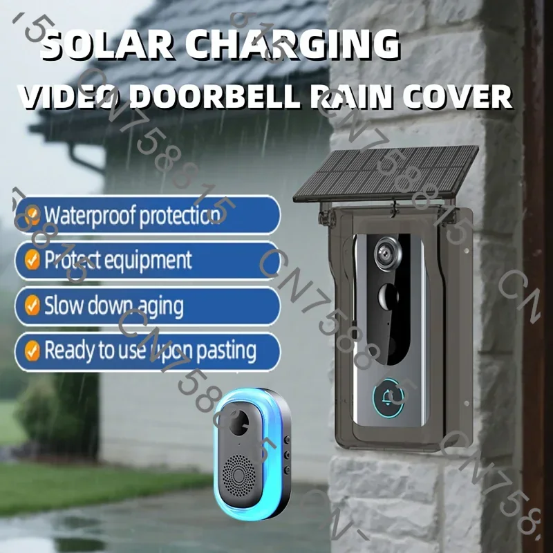 Wifi Security Camera Intercom Video Smart Ring Door Bell,Wireless Doorbells Solar Rain Charge Cover Digital Door Peepholes Tuya