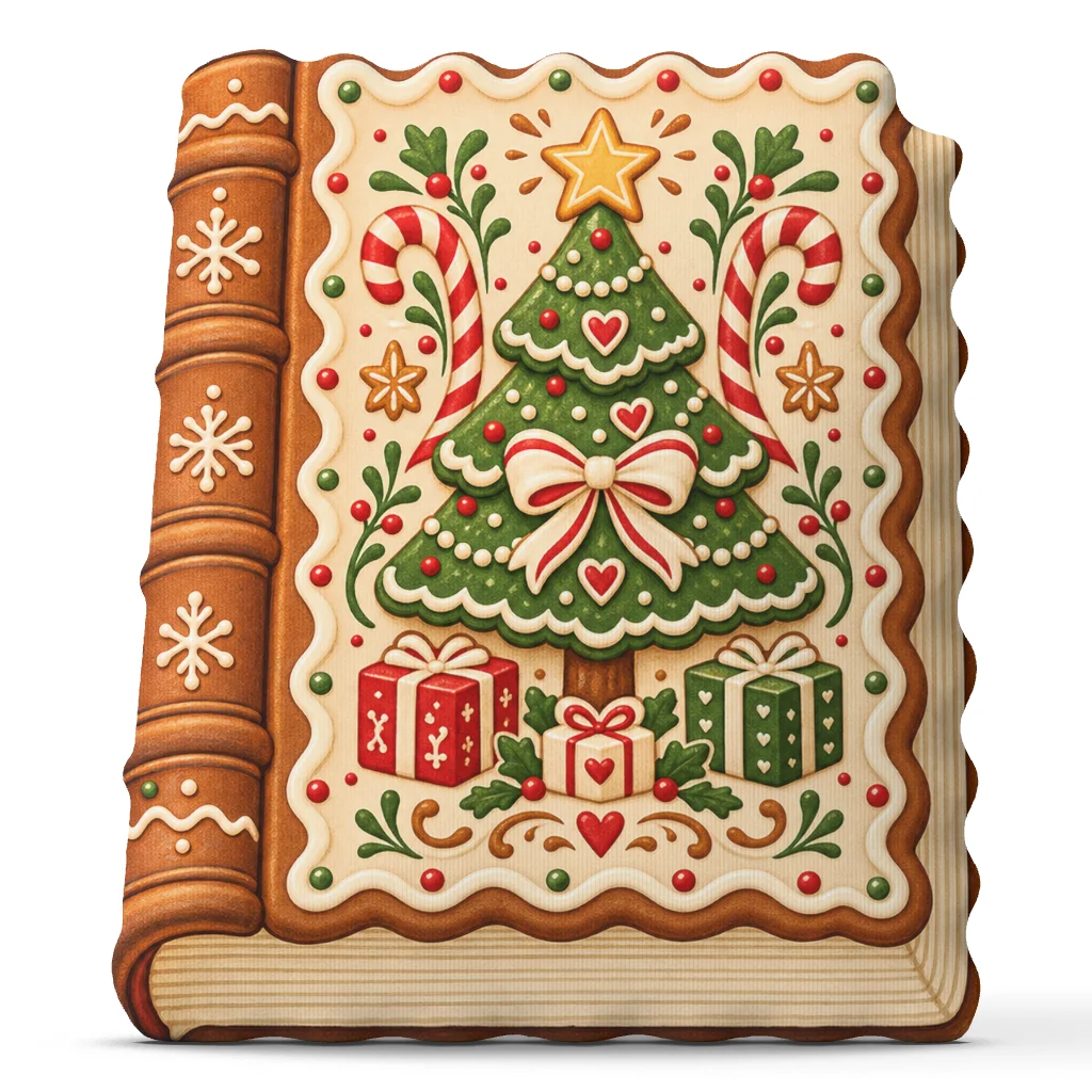 Christmas Gingerbread Tree Book Shaped Plush Pillow Candy Cane Cookie Throw Cushion Stuffed Holiday Home Decor Baking