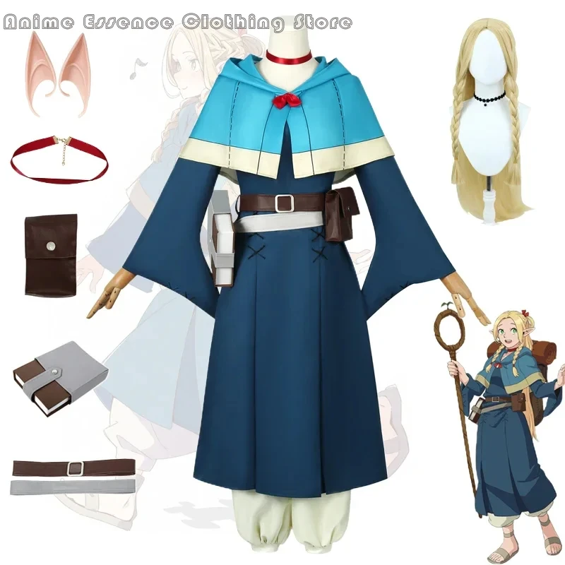 Anime marcille donato cosplay trajes marcille cosplay vestido perucas delicioso em masmorra hairpin uniforme livro halloween role play