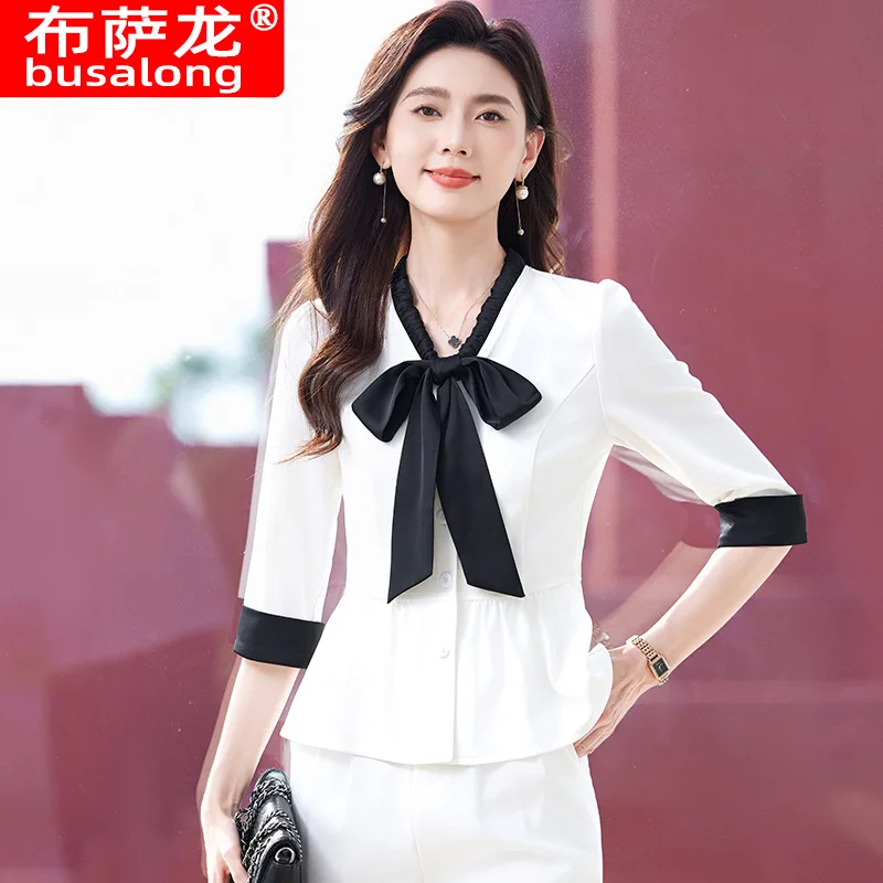 Hotel Reception Suit Jacket for Women Spring Summer High-end Professional Suit Set Beautician Jewelry Store Workwear