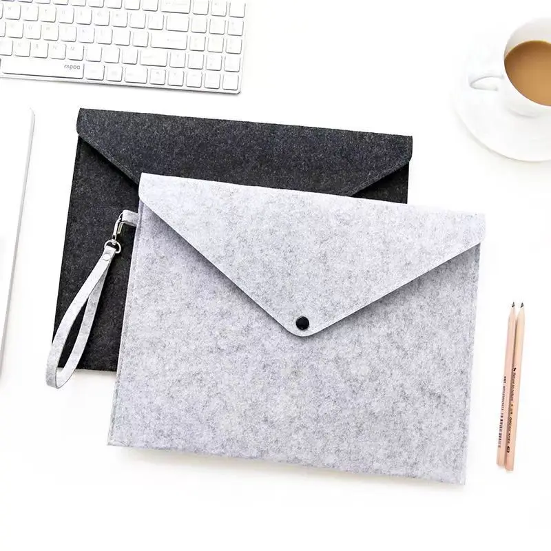 1PC Simple Solid A4 Big Capacity Document Bag Business Briefcase File Folders Chemical Felt Filing Products Student Gifts