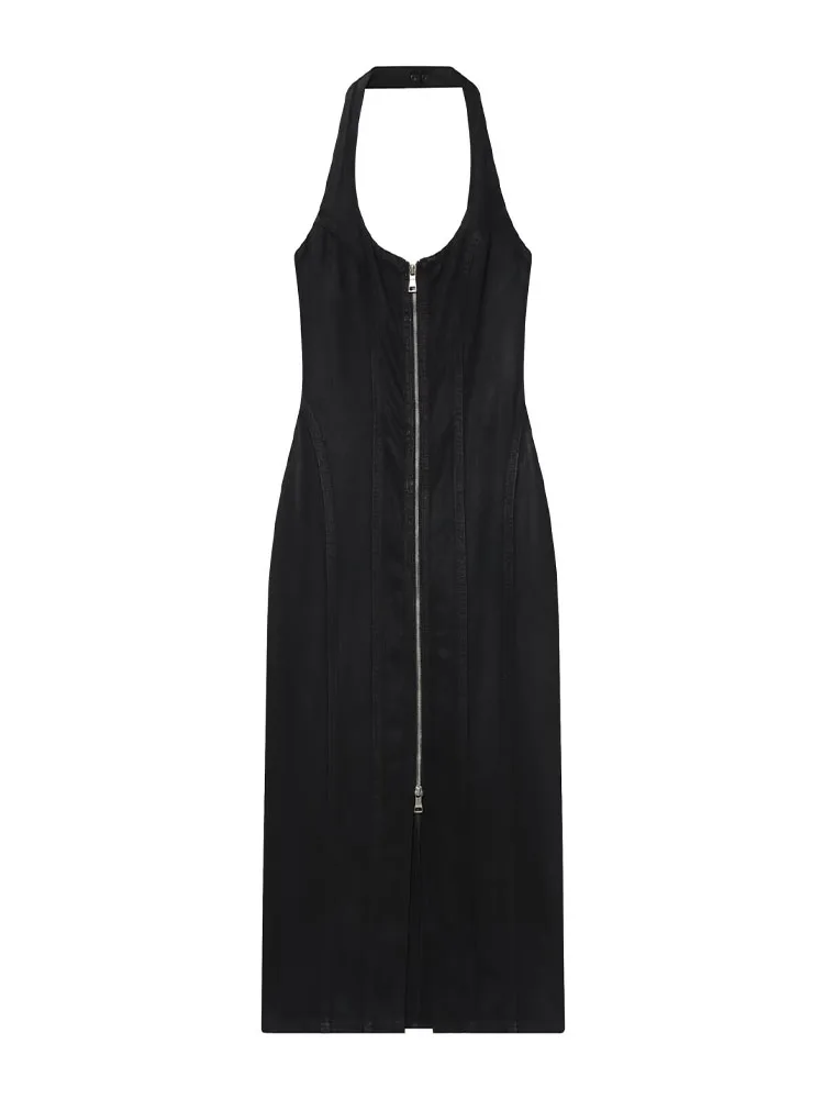 HH delle Donne 2026 di Modo di Estate Halter Neck Sexy Backless Sottile Vestito Longuette Femminile Chic Elegante Partito Senza Maniche Abito Lungo Mujer