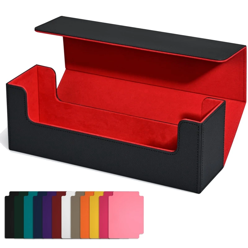 

Card Storage Box For Trading Cards Card Deck Storage Box Magnetic Closure Card Holder For Magnetic Game Cards Black+Red