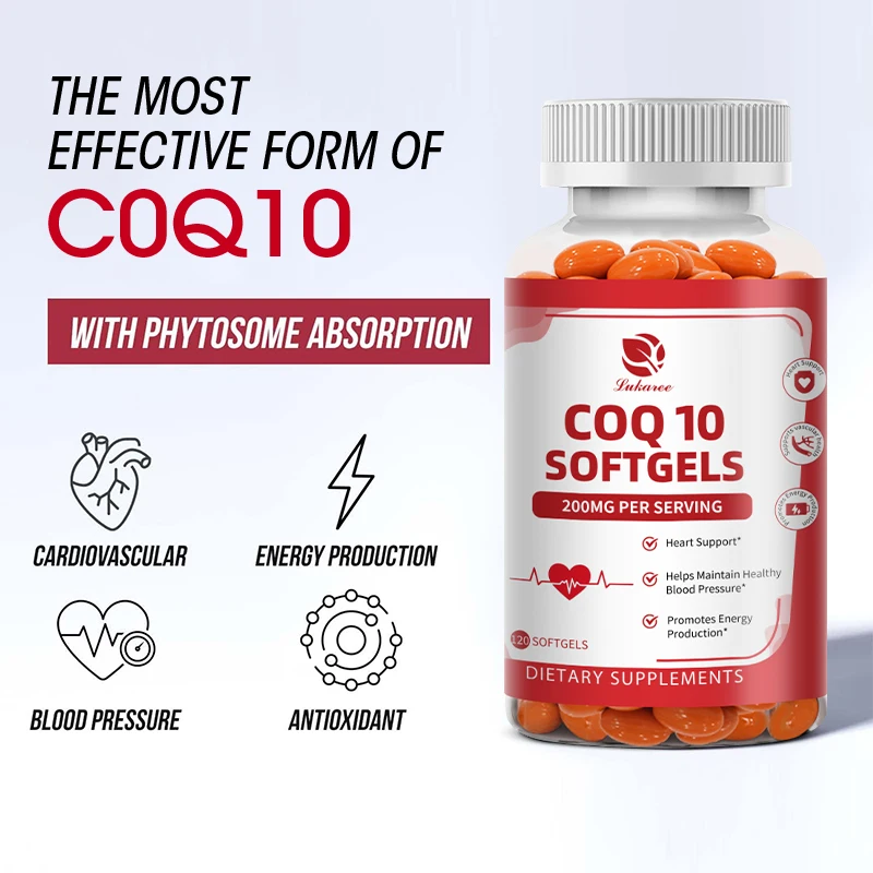 Lukaree High Absorption Coenzyme Q10 COQ10 Soft Capsules Heart Health & Energy Production Cardiovascular and Cholesterol Health