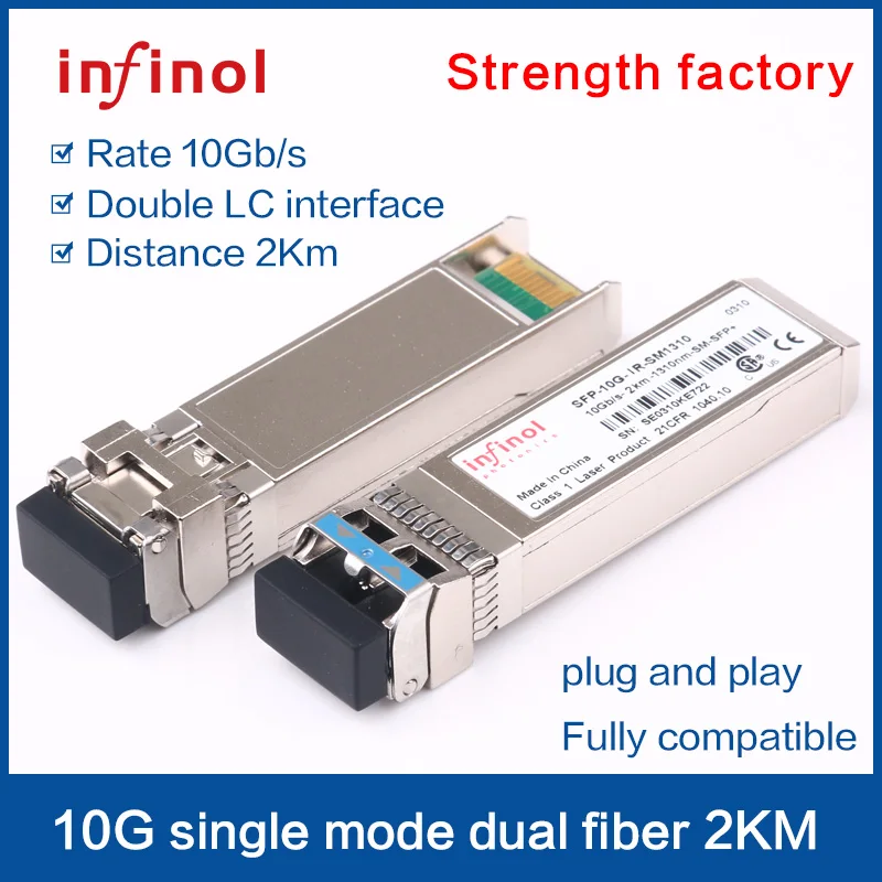 10g SFP + 2KM Dual Fiber Enkele Module 1310nm Dual LC Poort SFP-10G-IR Transceiver Module Glasvezel Apparatuur