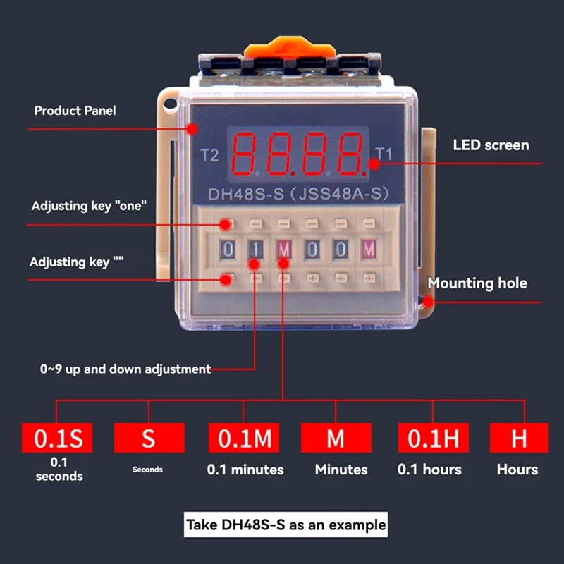 DH48S-S 12V Time Relay  AC/DC 12V 24V 36V 110V 220V 380V Repeat Cycle  With Socket DH48S Series Delay Time With Base D