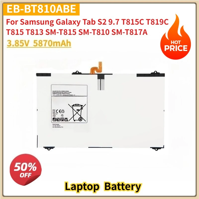 

Новый сменный аккумулятор EB-BT810ABE 3,85 В для Samsung Galaxy Tab S2 9,7 T815C T819C T815 T813 SM-T815 SM-T810 SM-T817A 5870 мАч