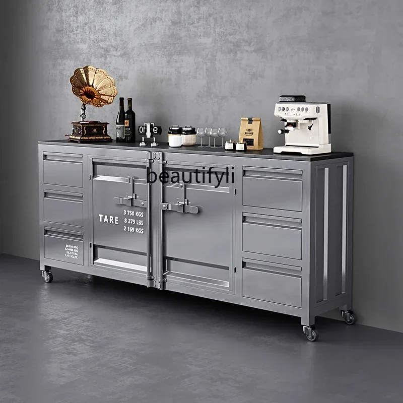 SS newIndustrial Style Container Bar Sideboard Restaurant Hotel Meal Preparation Tea Cabinet Hall Storage Cabinet