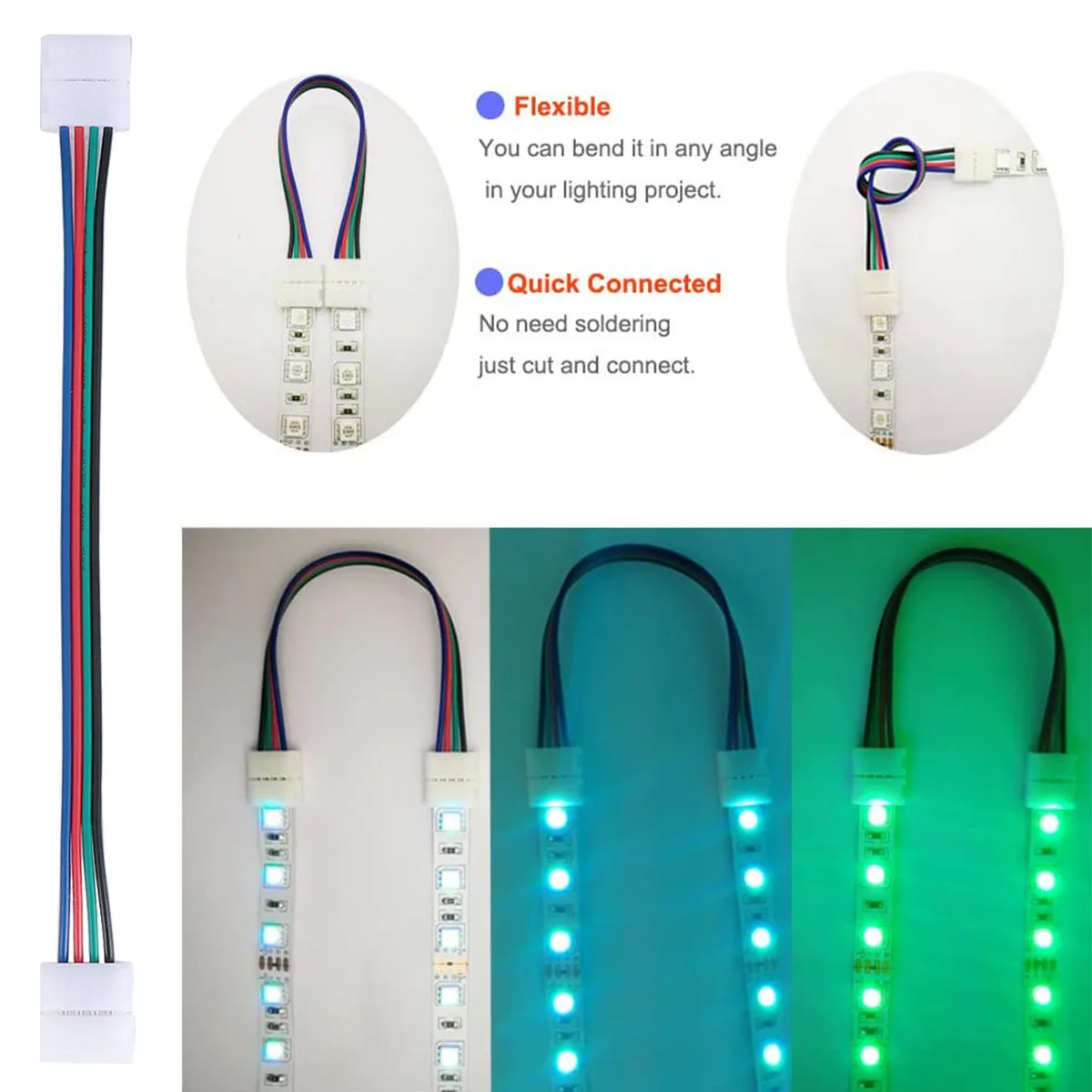 

1Set Practical Rgb LED Strip Connector Flexible Durable 4-Pin Extension Connection Box High Quality Fireproof Clip for LED