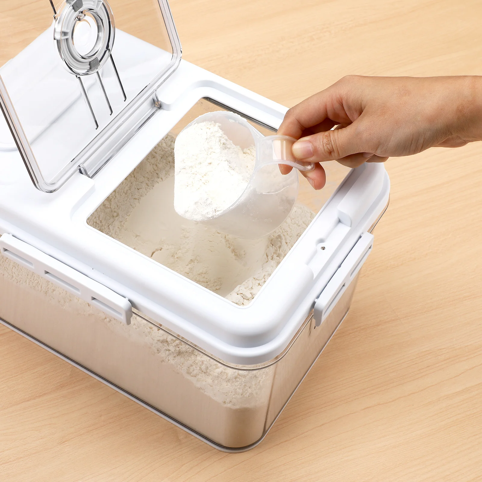 

Airtight Rice Bucket 15L Large Food Storage Bin Container For Rice Flour Grains Pet Material Kitchen Organizer Counter Grain