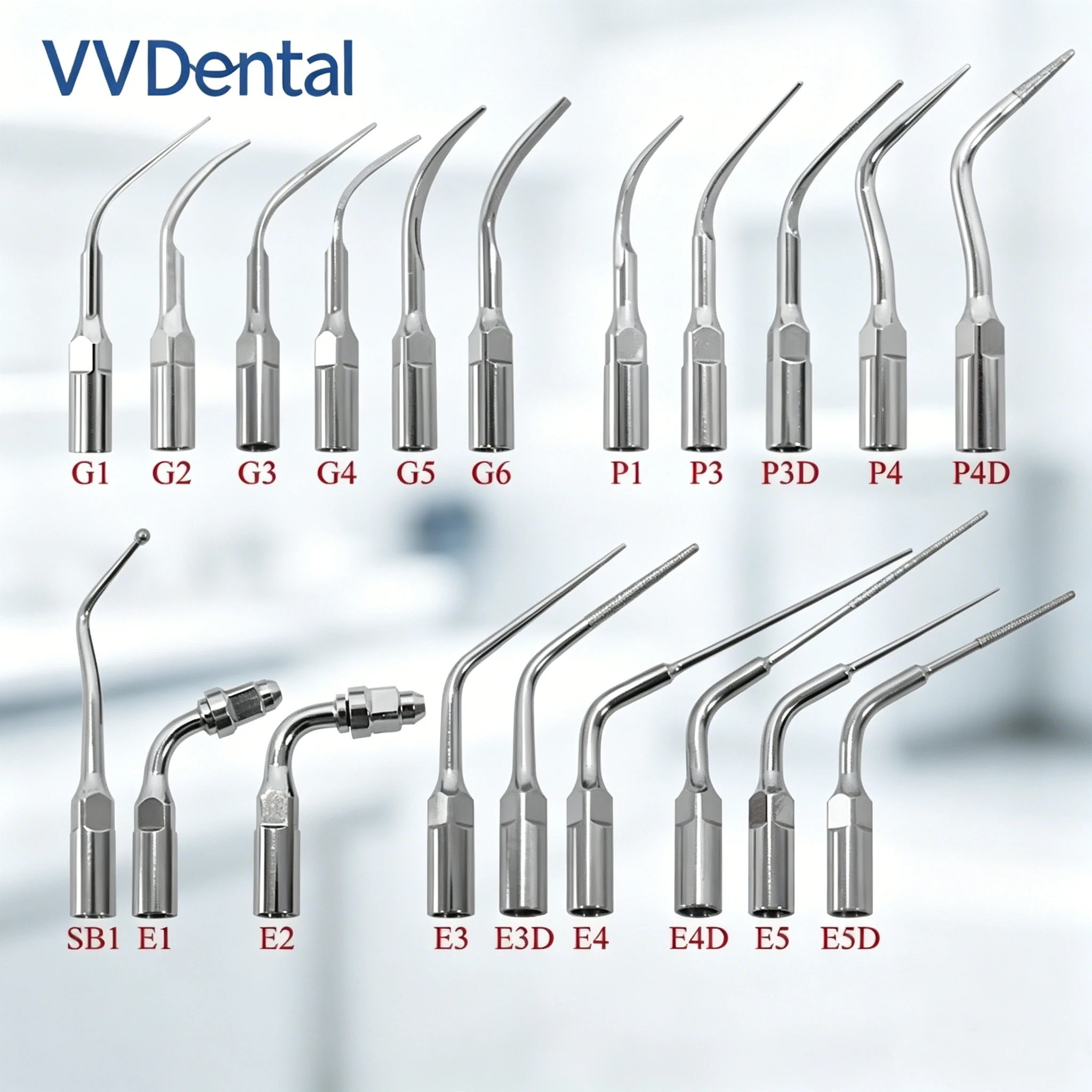 VVDental Ultrasonic Scaler Tip Scaling Periodontic Endodontic Teeth Cleaning Machine Dentistry Scaler Tip For EMS Woodpecker UDS