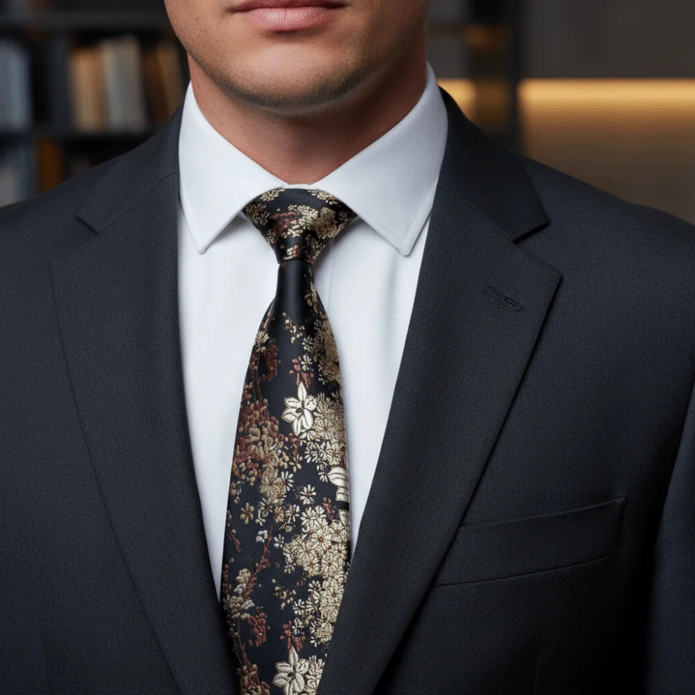 

Подарочный винтажный деловой галстук с принтом листьев и цветочным узором, роскошный галстук из полиэстера, шелковистый, мягкий, жаккардовый, мужской.