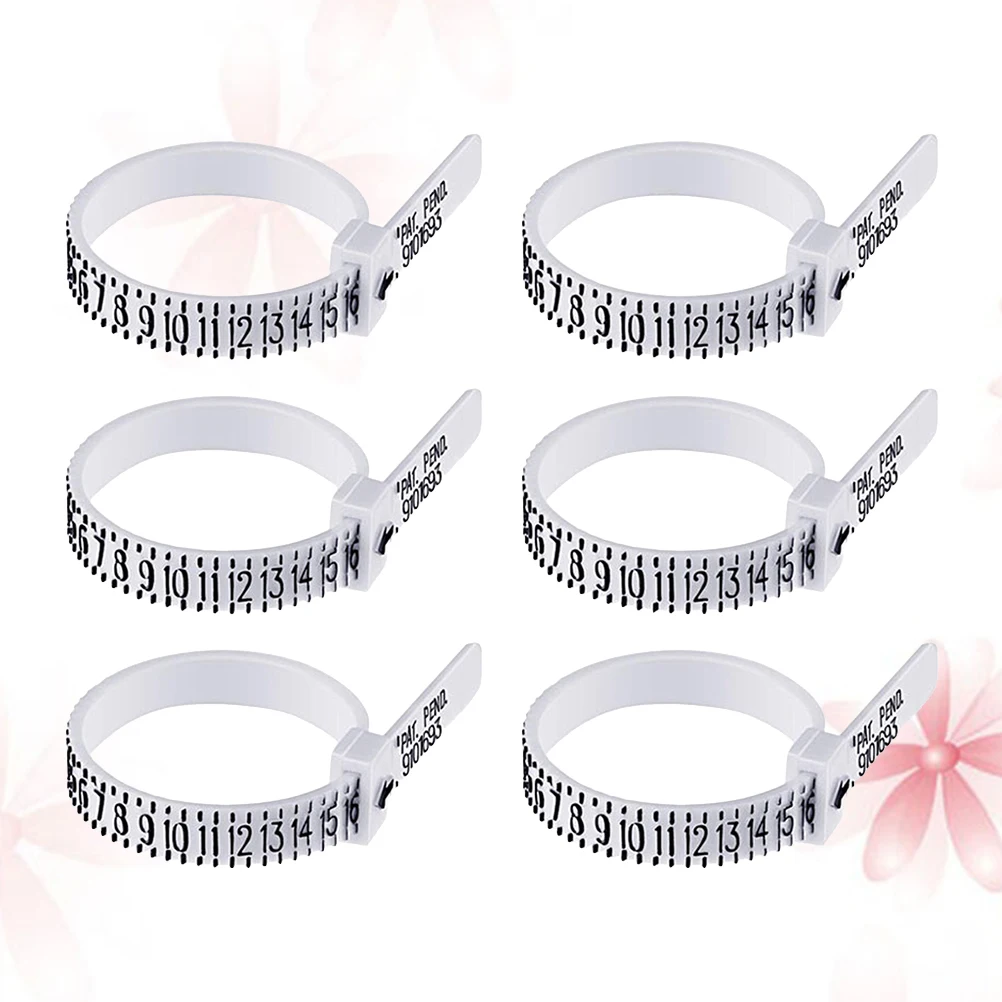 

6Pcs Ring Measurement Tool Comfortable Fit Adjustable Multisizer Us Sizes Jewelry Sizer White Ring Measurement Tool