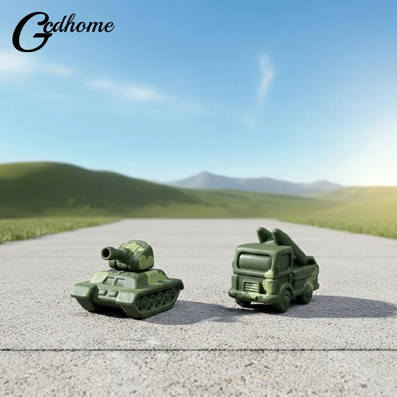 Miniature Military Models Resin 2PCS Set Tank Plane Submarine for Office Home Display Decor