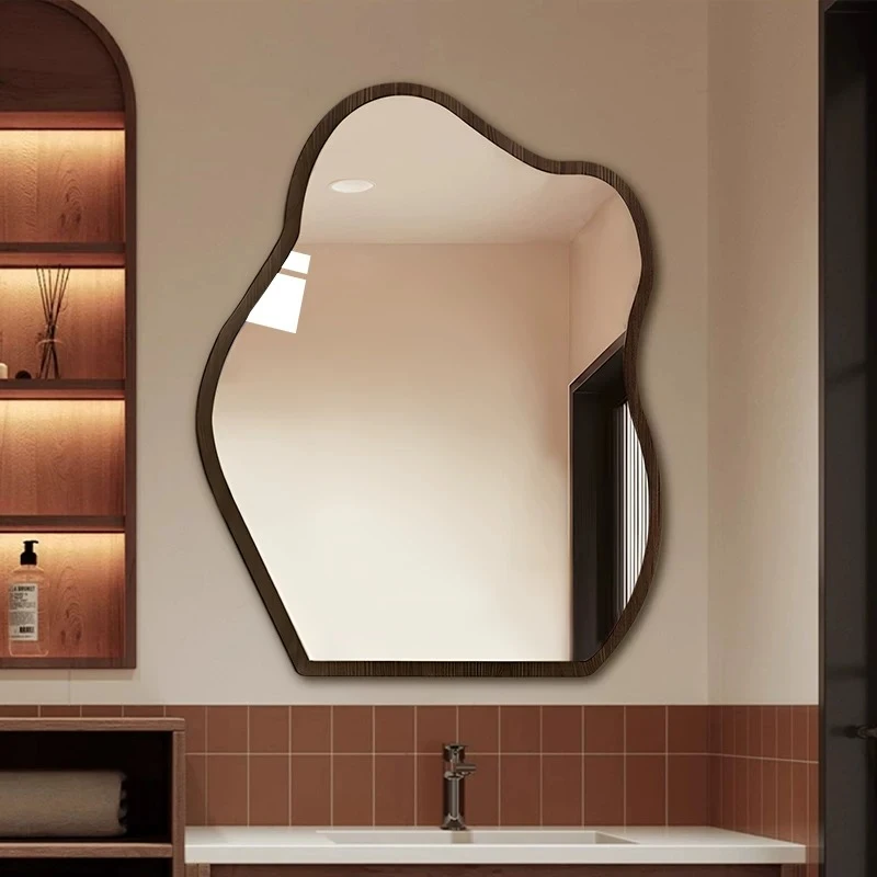 

Small Led Wall Bathroom Mirror Accessories Shower Irregular Vanity Bathroom Mirror Smart Modern Rechargable Home Furniture