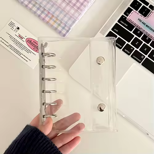 A7 Widening Double Button Transparent PVC Soft Cover Binder Cover Journal Sketchbook Accessories Diary Office Supplies - Image 11