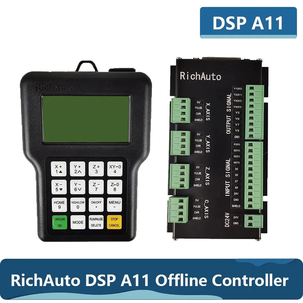 RichAuto DSP A11 CNC 컨트롤러, A11S, A11E, A11C, 3 축 모션 컨트롤러 리모컨, CNC 조각 절단, 영어 버전