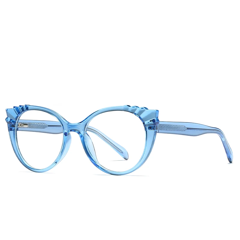 

52mm 2023 Anti Blue Light Computer Glasses TR Women Big Frame Cat Eye Frame Eyeglasses pc girls glasses 2037