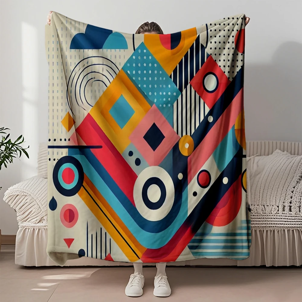 

Flannel Multi-use Blanket Abstract Geometric Composition Modern Traditional Throw Blanket Reversible Blanket Eco-friendly