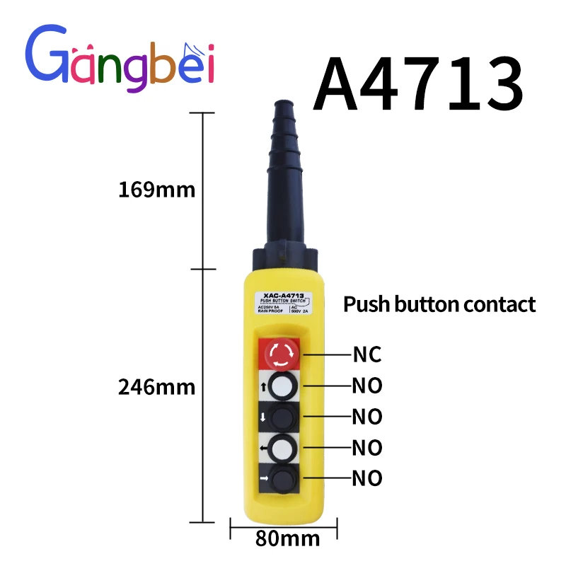 XAC-A4713 interruptor de controle de tráfego à prova d'água caixa de interruptor de botão de elevação para soltar para cima e para baixo interruptor de parada de emergência esquerda direita