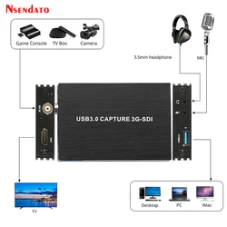 1080P 60FPS USB3.0 SDI HDMI Game Video Capture Grabber Card Support Live Streaming Broadcast For OBS Camera TV Box PC