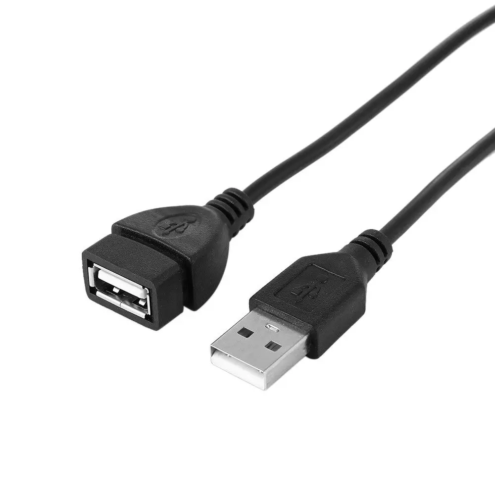 Kabel ładowarki USB 2.0 czarny od męskiego do żeńskiego przedłużacza ładowarka synchronizacji danych 0.6M 1M 1.5M 3M 5M